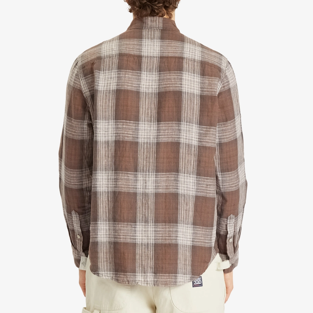 Wax London Men's Jaunt Linen Check Shirt Brown
